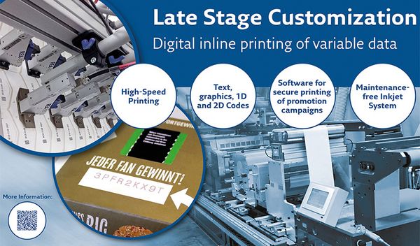 REA printing systems and the Customization Suite software develop custom-fit print content for late stage customization - for marking database-supported promotion codes or gaming codes and for sophisticated numbering tasks with individual counter printing.
