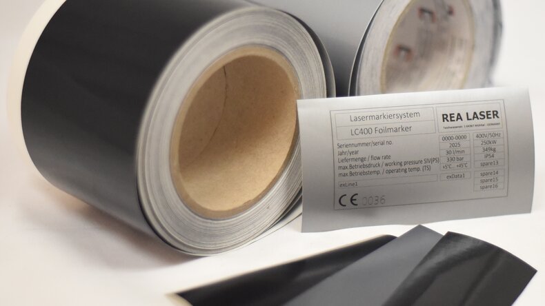 Breite Auswahl an verschiedenen selbstklebenden Laserfolien z.B. als Folien-Typenschild oder Laserfolienetikett 