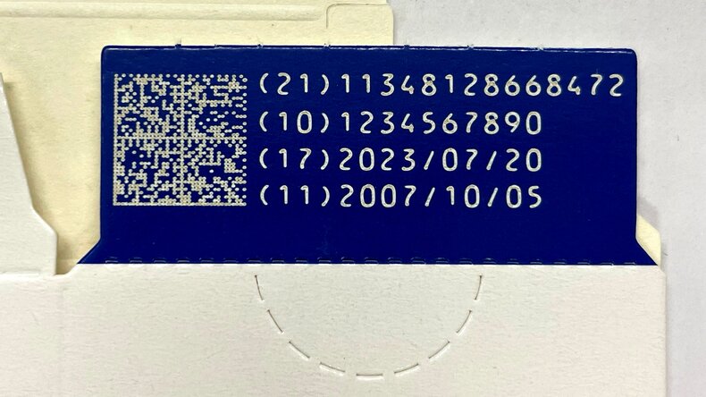 Laserkennzeichnung von GS1-Code auf Medikamenten Faltschachteln